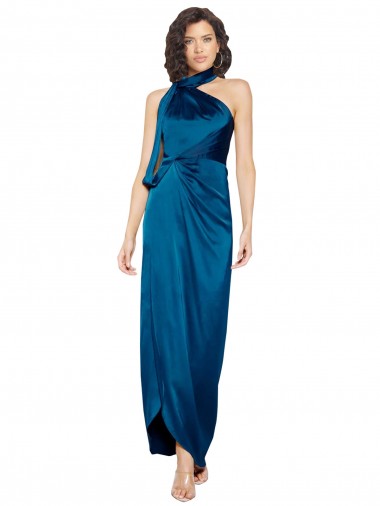 Peacock Blue High Neck Sleeveless Sheath Formal Evening Gown / Prom Dress / Bridesmaid Dress Townsville