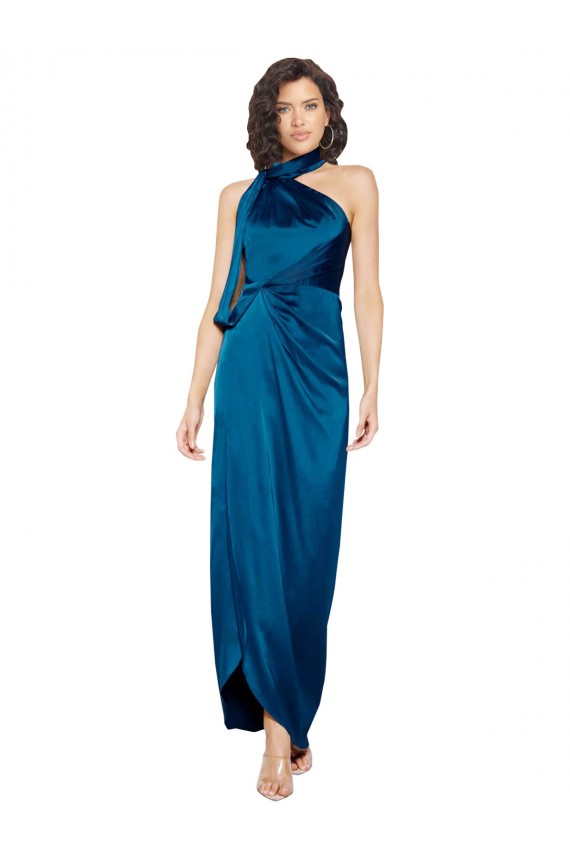 Peacock Blue High Neck Sleeveless Sheath Formal Evening Gown / Prom Dress / Bridesmaid Dress Townsville