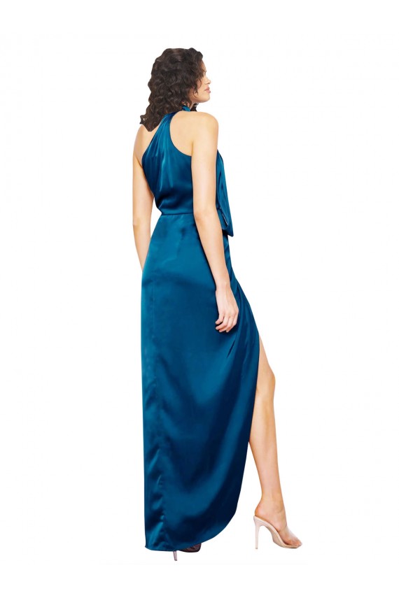 Peacock Blue High Neck Sleeveless Sheath Formal Evening Gown / Prom Dress / Bridesmaid Dress Townsville