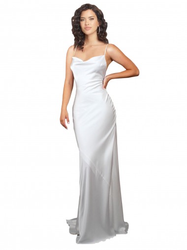 White Cowl Neck Sleeveless Open Back Sheath Beach Wedding Dresses Townsville