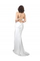 White Cowl Neck Sleeveless Open Back Sheath Beach Wedding Dresses Townsville