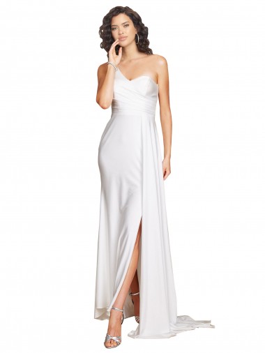 White One Shoulder Sleeveless A-Line Wedding Dress Townsville