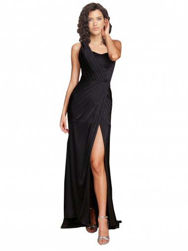 Black One Shoulder Sleeveless A-Line Evening Dress / Bridesmaid Dress Townsville