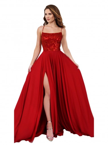 Red Square Neck Sleeveless Open Back A-Line Semi Formal Evening Dress / Prom Dress / Bridesmaid Dress Townsville