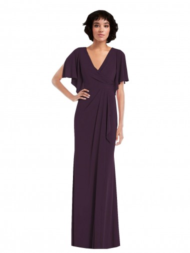 Grape V-Neck Split Sleeves Sheath Formal Evening Gown / Prom Dress / Bridesmaid Dress Townsville