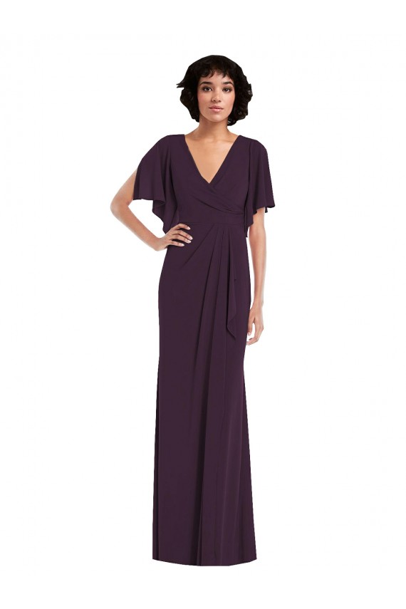 Grape V-Neck Split Sleeves Sheath Formal Evening Gown / Prom Dress / Bridesmaid Dress Townsville