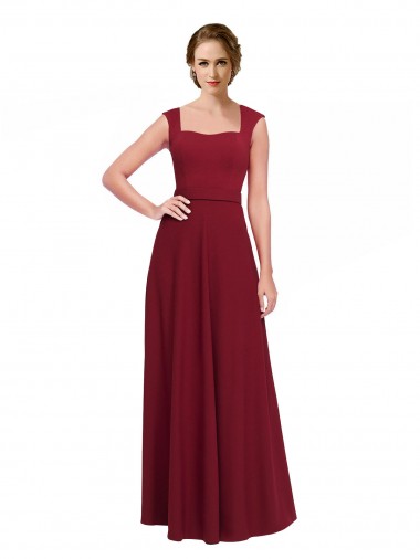 Burgundy Square Neck Sleeveless A-Line Prom Dress / Bridesmaid Dress Townsville