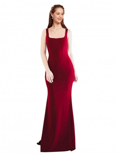 Burgundy Square Neck Sleeveless Mermaid Formal Evening Gown / Prom Dress / Bridesmaid Dress Townsville