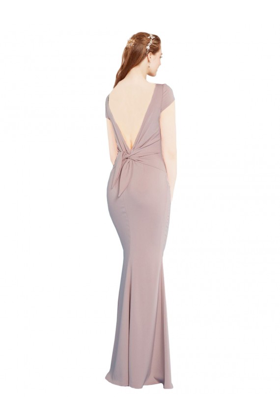 Dusty Pink Boat Neck Cap Sleeves Tie Back Mermaid Formal Evening Gown / Prom Dress / Bridesmaid Dress Townsville