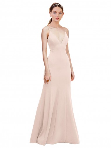 Pink V-Neck Sleeveless V-Back A-Line Formal Dress / Bridesmaid Dress Townsville