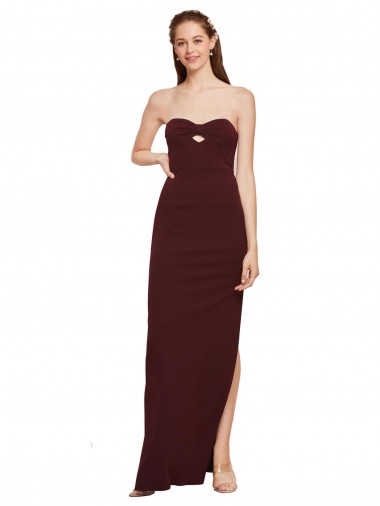 Burgundy Gold Strapless Sleeveless Sheath Formal Evening Gown / Prom Dress / Bridesmaid Dress Townsville