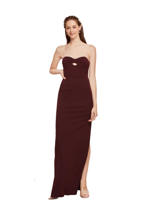 Burgundy Gold Strapless Sleeveless Sheath Formal Evening Gown / Prom Dress / Bridesmaid Dress Townsville