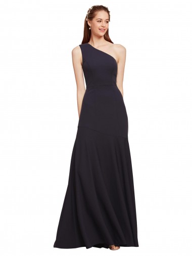 Dark Navy One Shoulder Sleeveless A-Line Formal Evening Gown / Prom Dress / Bridesmaid Dress Townsville