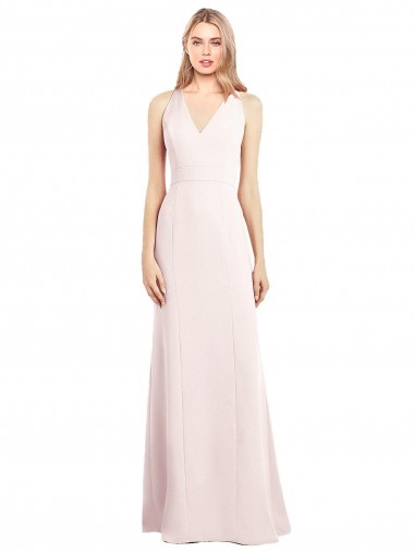 Pink V-Neck Sleeveless Keyhole Back Trumpet Semi Formal Evening Dress / Prom Dress / Bridesmaid Dress Townsville