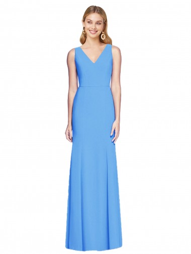 Peacock Blue V-Neck Sleeveless Keyhole Back Trumpet Semi Formal Evening Dress / Prom Dress / Bridesmaid Dress Townsville