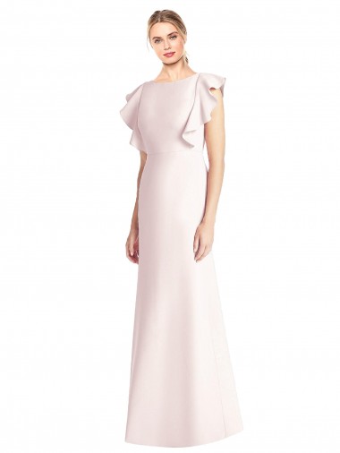 Pink Bateau Neck Cap Sleeves Open Back Trumpet Formal Dress / Bridesmaid Dress Townsville