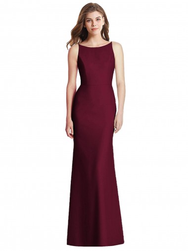 Burgundy Gold Bateau Neck Sleeveless Open Back Trumpet Semi Formal Evening Dress / Bridesmaid Dress Townsville