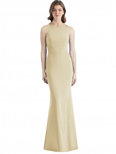 Champagne Bateau Neck Sleeveless Open Back Trumpet Semi Formal Evening Dress / Prom Dress / Bridesmaid Dress Townsville