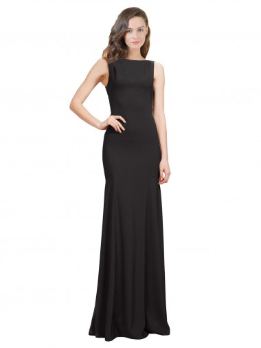 Black Bateau Neck Sleeveless Open Back Mermaid Prom Dress / Bridesmaid Dress Townsville