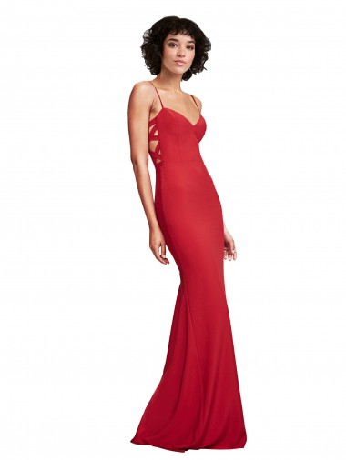 Red Spaghetti Straps Sleeveless Mermaid Bridesmaid Dress / Evening Dress Townsville