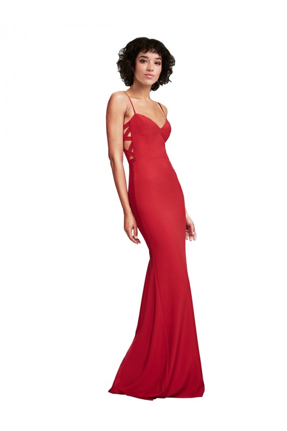 Red Spaghetti Straps Sleeveless Mermaid Bridesmaid Dress / Evening Dress Townsville