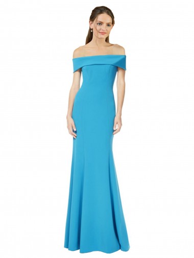 Peacock Blue Off the Shoulder Sleeveless Sheath Formal Dress / Bridesmaid Dress Townsville