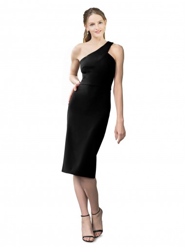 Black One Shoulder Sleeveless Stretch Crepe Sheath Formal Evening Gown / Prom Dress / Bridesmaid Dress Townsville