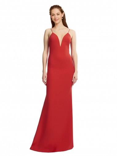 Red V-Neck Sleeveless Open Back Mermaid Formal Evening Gown / Prom Dress / Bridesmaid Dress Townsville