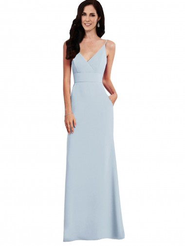 Light Sky Blue V-Neck Sleeveless V-Back Trumpet Formal Dress / Bridesmaid Dress Townsville