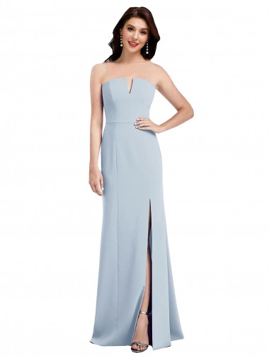 Light Sky Blue Strapless Sleeveless Low Back Trumpet Bridesmaid Dress / Evening Dress Townsville