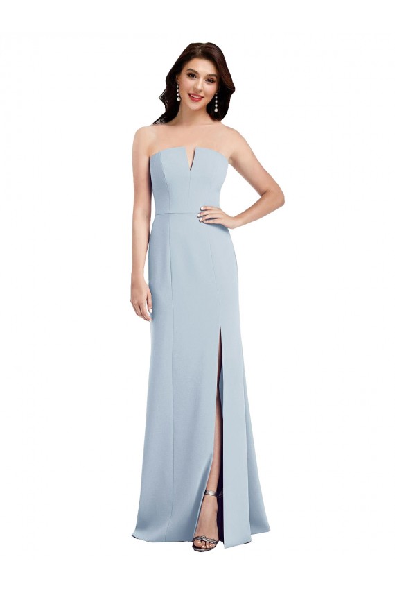 Light Sky Blue Strapless Sleeveless Low Back Trumpet Bridesmaid Dress / Evening Dress Townsville