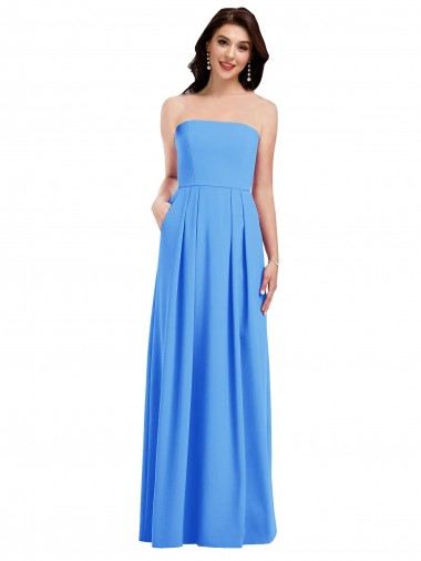 Peacock Blue Strapless Sleeveless Low Back Trumpet Semi Formal Evening Dress / Prom Dress / Bridesmaid Dress Townsville