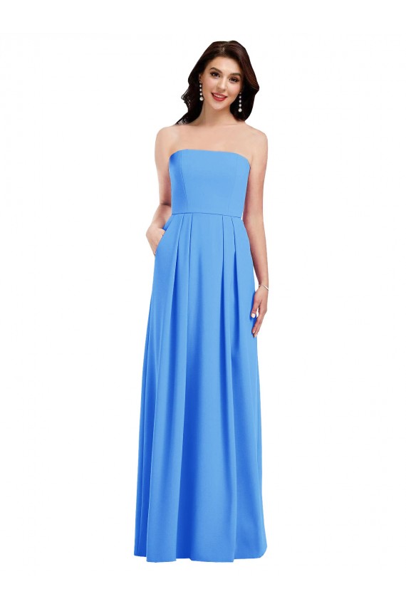 Peacock Blue Strapless Sleeveless Low Back Trumpet Semi Formal Evening Dress / Prom Dress / Bridesmaid Dress Townsville