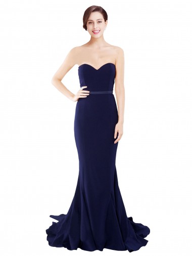 Dark Navy Strapless Sleeveless Low Back Mermaid Semi Formal Evening Dress / Prom Dress / Bridesmaid Dress Townsville