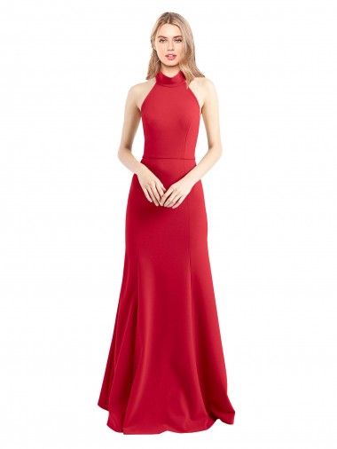 Red High Neck Sleeveless Open Back A-Line Formal Evening Gown / Prom Dress / Bridesmaid Dress Townsville