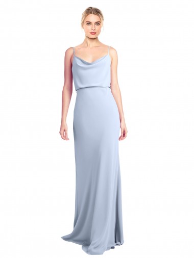 Light Sky Blue High Neck Sleeveless V-Back Sheath Formal Dress / Bridesmaid Dress Townsville