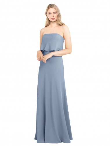 Smoke Blue High Neck Sleeveless Sheath Formal Dress / Bridesmaid Dress Townsville