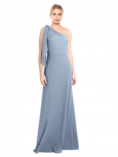 Smoke Blue One Shoulder Flutter Sleeves Sheath Formal Dress / Bridesmaid Dress Townsville