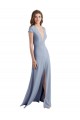 Smoke Blue High Neck Cap Sleeves Sheath Prom Dress / Bridesmaid Dress Townsville