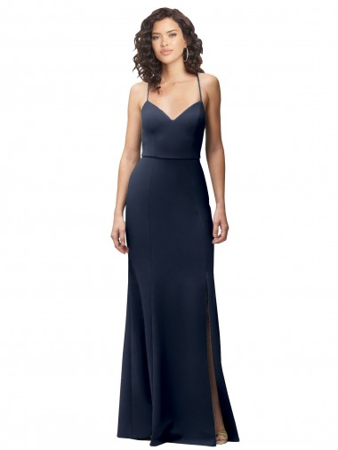 Dark Navy High Neck Sleeveless Open Back Sheath Formal Evening Gown / Prom Dress / Bridesmaid Dress Townsville