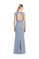 Smoke Blue High Neck Sleeveless Keyhole Back Sheath Bridesmaid Dress Townsville