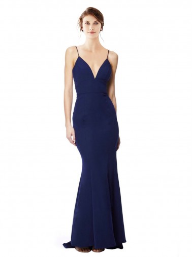 Navy Blue High Neck Sleeveless Open Back Mermaid Formal Dress / Bridesmaid Dress Townsville