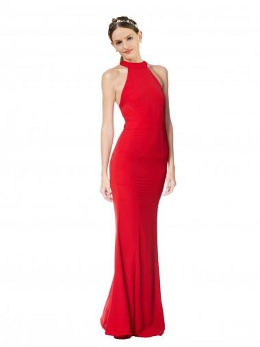 Red High Neck Sleeveless Mermaid Prom Dress / Bridesmaid Dress Townsville