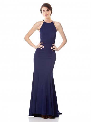 Navy Blue High Neck Sleeveless Mermaid Bridesmaid Dress / Formal Dress Townsville