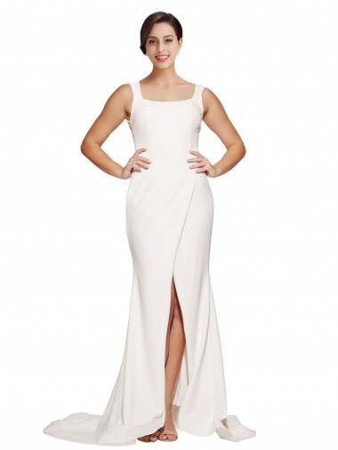 Ivory Square Neck Sleeveless Low Back Sheath Semi Formal Evening Dress / Prom Dress / Bridesmaid Dress Townsville