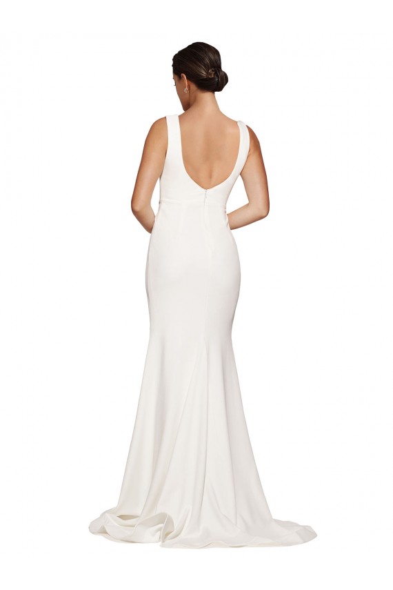 Ivory Square Neck Sleeveless Low Back Sheath Semi Formal Evening Dress / Prom Dress / Bridesmaid Dress Townsville