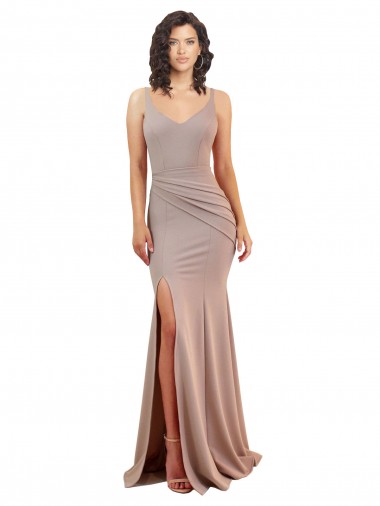 Dusty Pink V-Neck Sleeveless Low Back Mermaid Black Tie Evening Gown / Prom Dress / Bridesmaid Dress Townsville