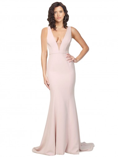 Pink V-Neck Sleeveless V-Back Sheath Black Tie Evening Gown / Prom Dress / Bridesmaid Dress Townsville