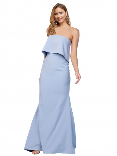 Light Sky Blue Strapless Sleeveless Low Back A-Line Formal Dress / Bridesmaid Dress Townsville