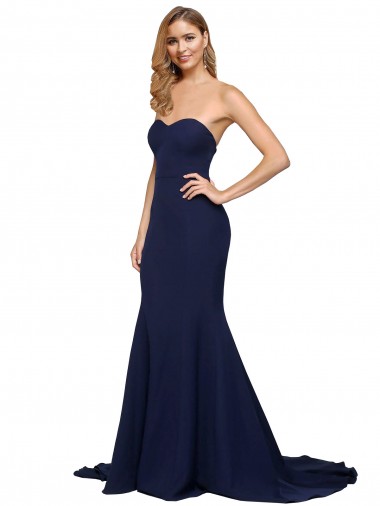 Dark Navy Sweetheart Sleeveless Low Back A-Line Formal Evening Gown / Prom Dress / Bridesmaid Dress Townsville